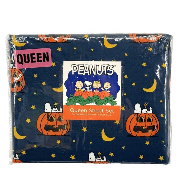 Berkshire Other - New Berkshire Peanuts Snoopy Woodstock Magic Pumpkin Blue Queen Sheet Set 4 Pc.